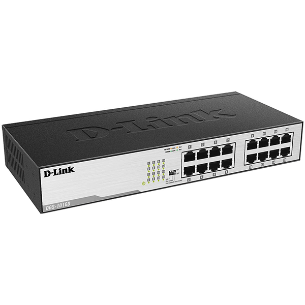 D-Link 16-port 10/100/1000Base-T Unmanaged  Green Desktop Gigabit Switch (UK Plug) (DGS-1016D)0