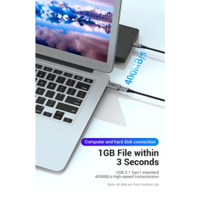 Vention USB 3.0 Male to USB-C Female Adapter Gray Aluminum Alloy Type2