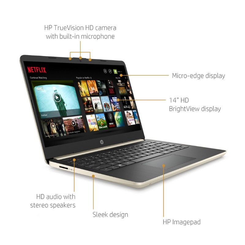 Hp 14-dq1040wm Laptop, Intel Core i5-1035G1, 8 GB SDRAM, 256GB SSD+16GB Optane, Pale Gold3