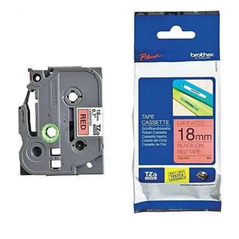 Brother TZe-441 18mm Black on Red Tape