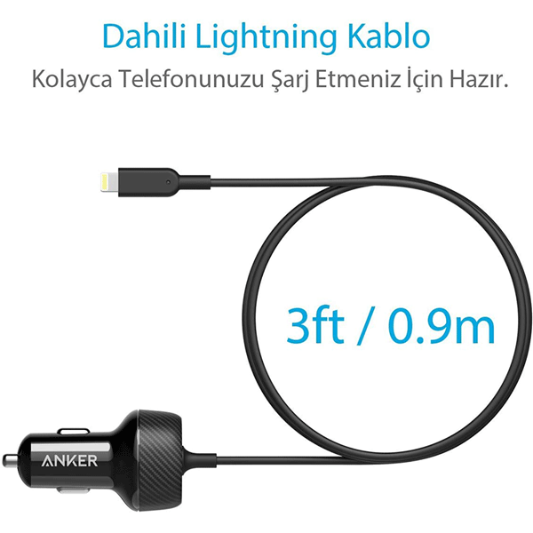 Anker PowerDrive 2 Elite with Lightning Connector Car Charger for Mobile Phones - A2214H113