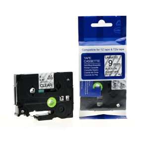 Brother laminated 9mm TZC-s121 black on clear Label Catridge0