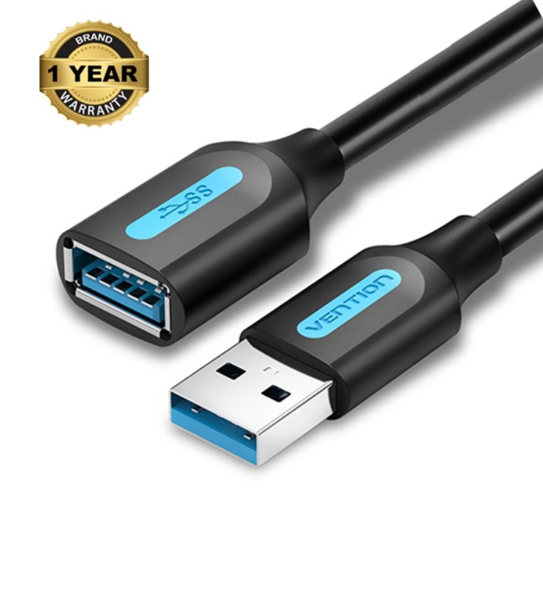 Vention USB 3.0 A Male to A Female Extension Cable 1M Black PVC Type2