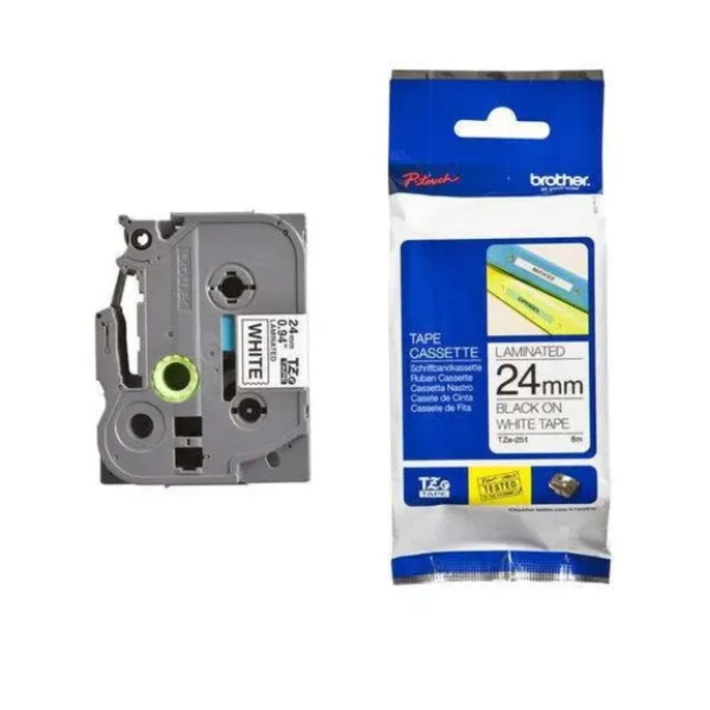 Brother TZe-251 24mm Black On White Tape2