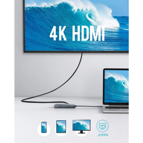 Anker USB C Hub Adapter, PowerExpand+ 7-in-1 USB C Hub, with 4K USB C to HDMI, 60W Power Delivery, 1Gbps Ethernet, 2 USB 3.0 Ports, SD and microSD Card Readers0