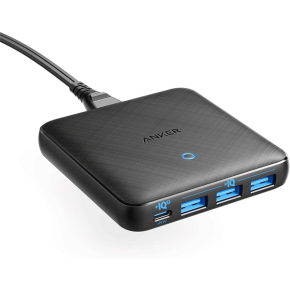 Anker USB C Charger, 65W 4 Port PIQ 3.0&GaN Fast Charger Adapter, PowerPort Atom III Slim Wall Charger with a 45W Power Delivery Port