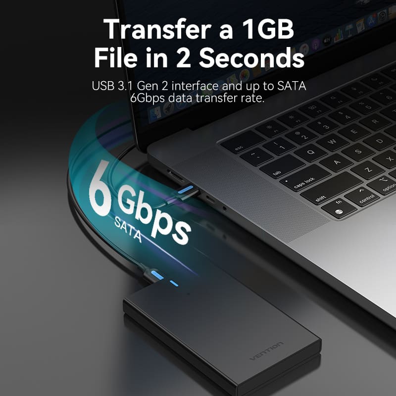 Vention 2.5 Inch SATA Hard Drive Enclosure (USB 3.1 Gen 2-C) Black3