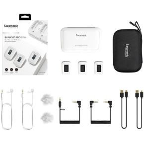 Saramonic Blink 500 Pro B2 2-Person Digital Camera-Mount Wireless Omni Lavalier Microphone System (2.4 GHz, White)
