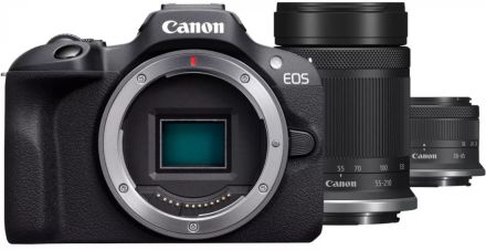 Canon EOS R100 Mirrorless Camera with RF‑S18‑45mm & 55‑210mm Lens Kit