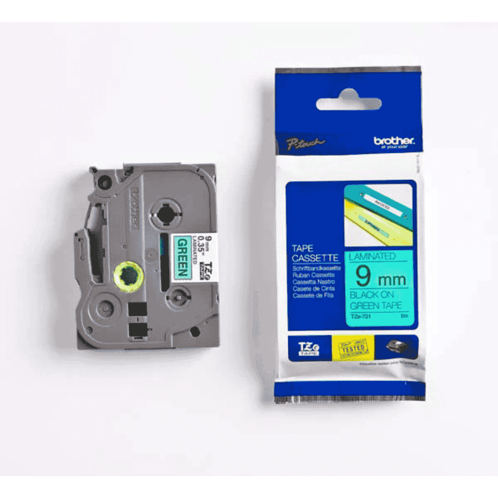 Brother TZe-721 Black On Green Tape