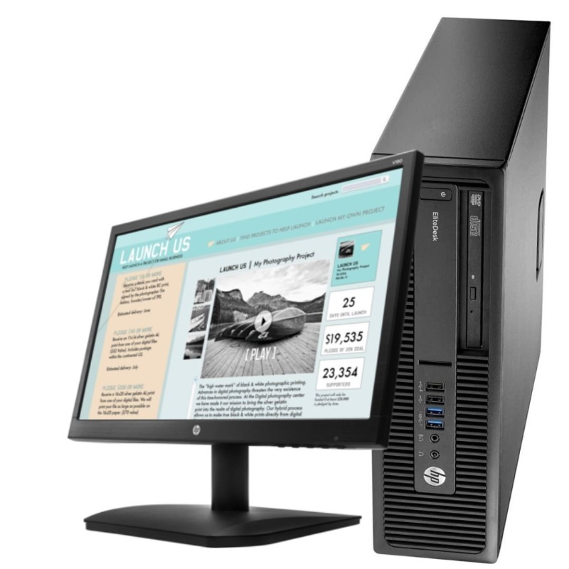 HP EliteDesk 800 G1 SFF Intel Core i5-4590@3.30GHz 4GB RAM 500GB HDD DVDrw WiFi  Keyboard Mouse Plus 18.5 inch Monitor 