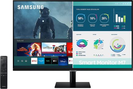 Samsung LS32AM700 Monitor 32 inch - 4K, HDR (3840 x 2160), 60hz - USB-C, Built-in Speakers, Wi-Fi & Bluetooth, Smart Monitor | LS32AM700UMXUE3