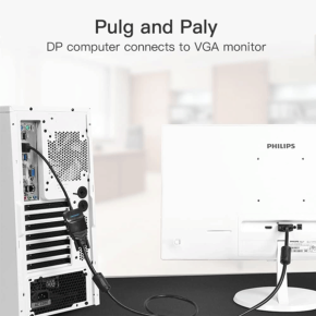 Vention Displayport to VGA Adapter,Gold Plated DP Male to VGA Female2