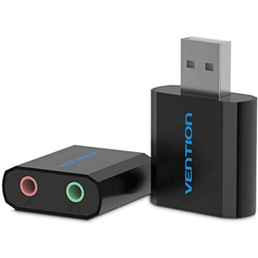 VENTION USB External Sound Card 3.5 mm USB to Audio Jack Converter Splitter Multiple USB Jack Stereo Adapter for Headphone (Black)4