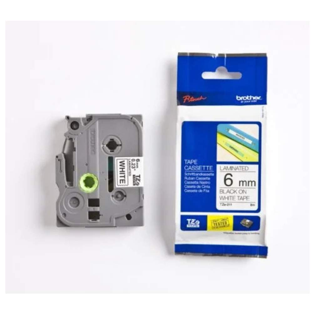 Brother Tze-2116mm Black on  White Tape0